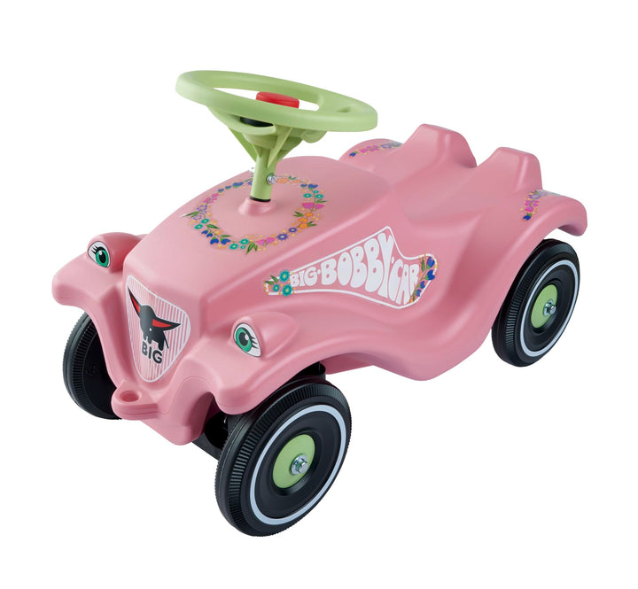 BIG-Bobby-Car Classic Flower - Kinderfahrzeug mit Blumenaufklebern für Jungen und Mädchen, belastbar