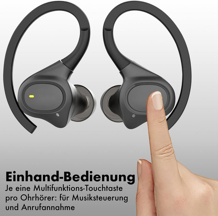 auvisio Sportohrhörer: Kabellose In-Ear-Kopfhörer, Bluetooth 5.3, wasserdicht IPX7, Ladecase (Stereo