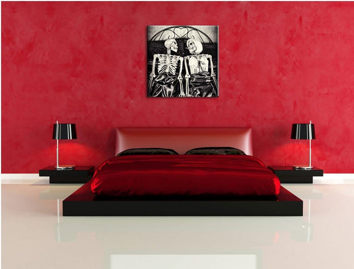 Horror Paar, Format: 70x70 auf Leinwand, XXL riesige Bilder fertig gerahmt mit Keilrahmen, Kunstdruc