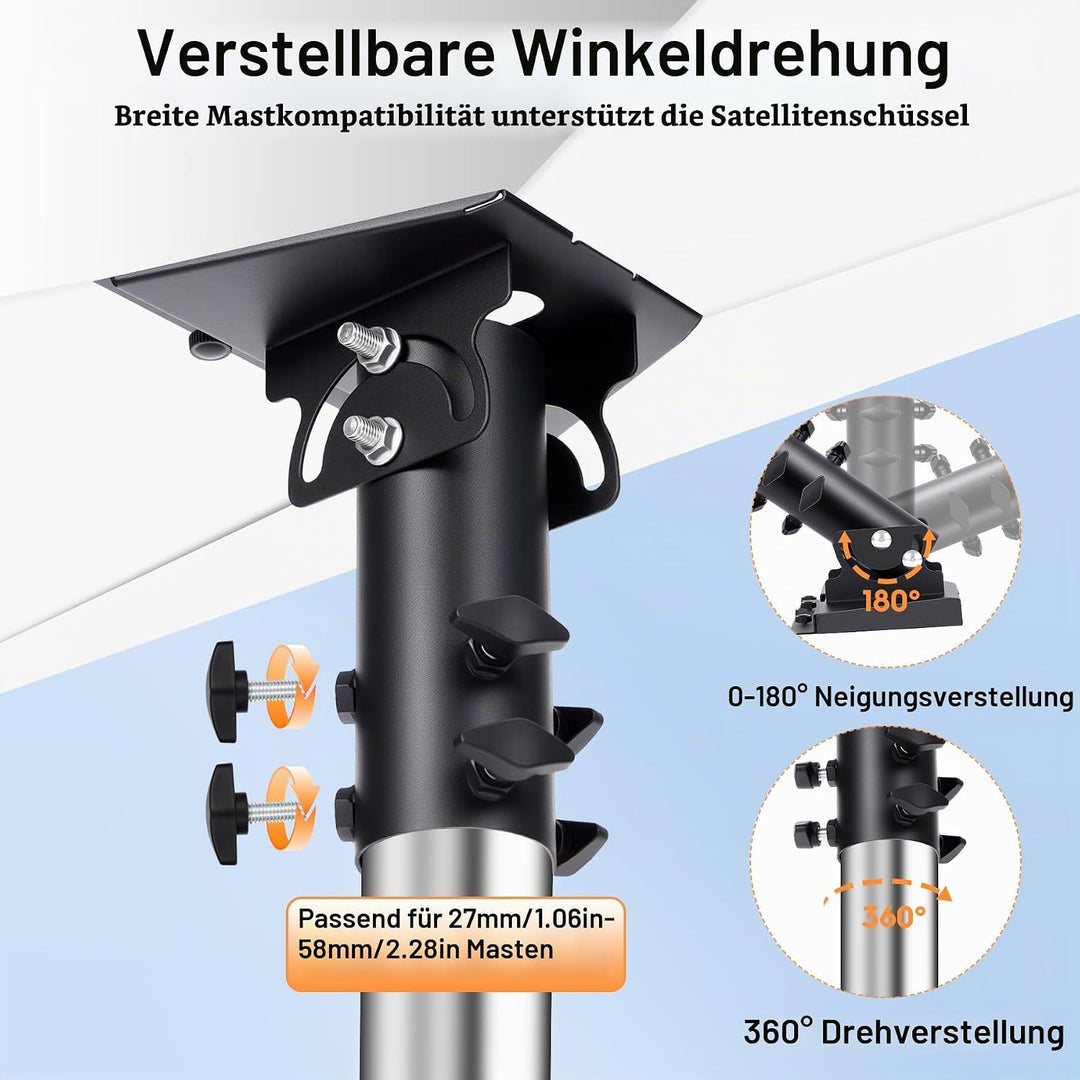 Starlink Gen 3 Rohradapter Verstellbar 90°-180°, Starlink Gen 3 Halterung, Starlink V3 Montageplatte