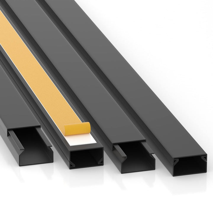 CILSON Kabelkanal 20 m | 20x 1 m Lang, 20x10 mm Breite x Höhe, Schwarz, Selbstklebend, Wand- und Dec