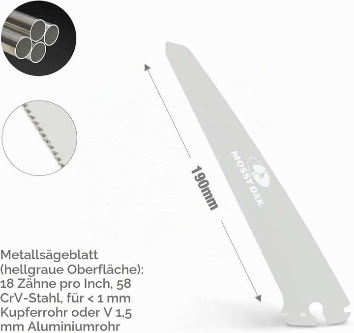 Mossy Oak 6-tlg. Sägeblatt Set, Ersatzklingen für Mossy Oak 3 in 1 Handsäge, 190mm Sägeblätter Set S