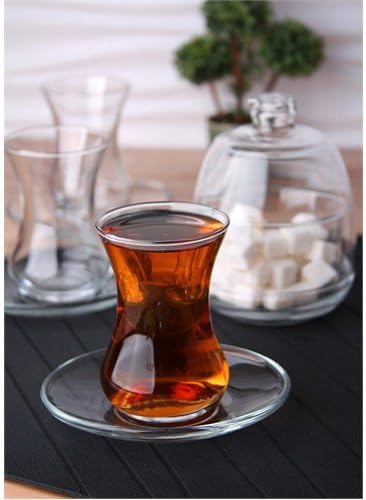 13 Teilig Türkische Teegläser Tee mit Untertasse Hohe Qualität BASAK Orientalisch arabisch Teestube