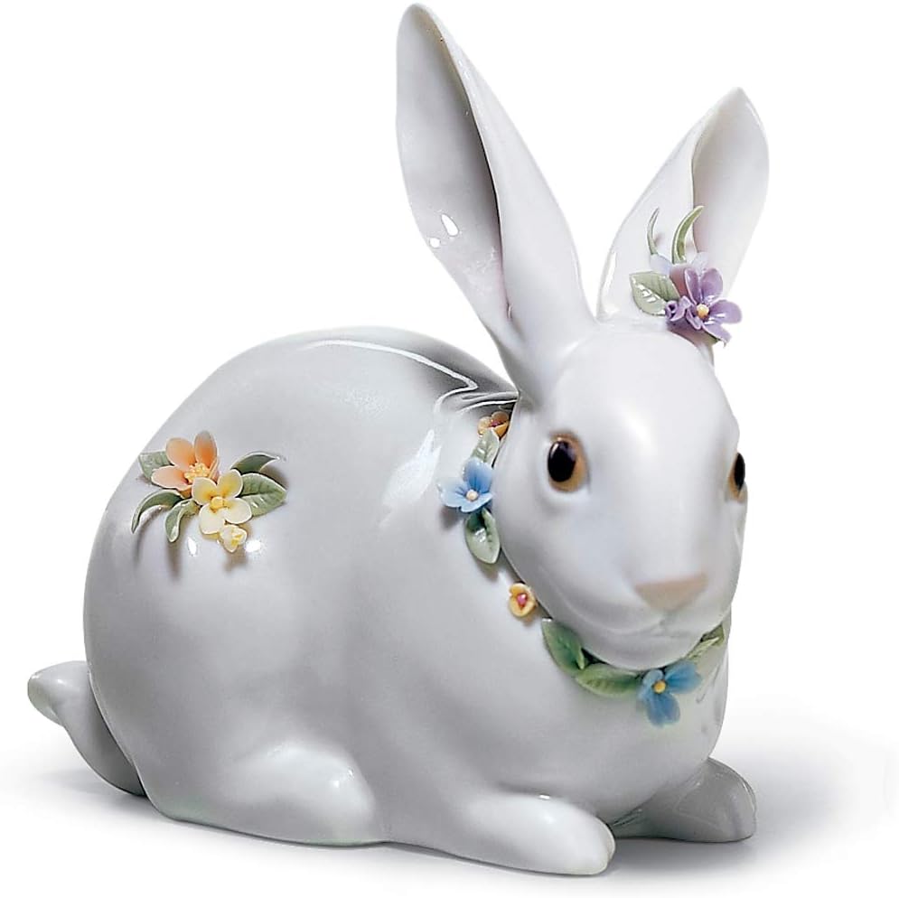 LLADRÓ Figur Aufmerksames Kaninchen. Hase. Porzellan.