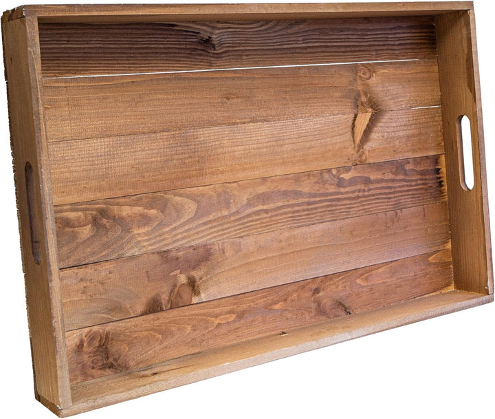 Serviertablett aus Holz 60x40x8cm Holztablett Frühstückstablett Dekotablett Tragetablett Präsentiert