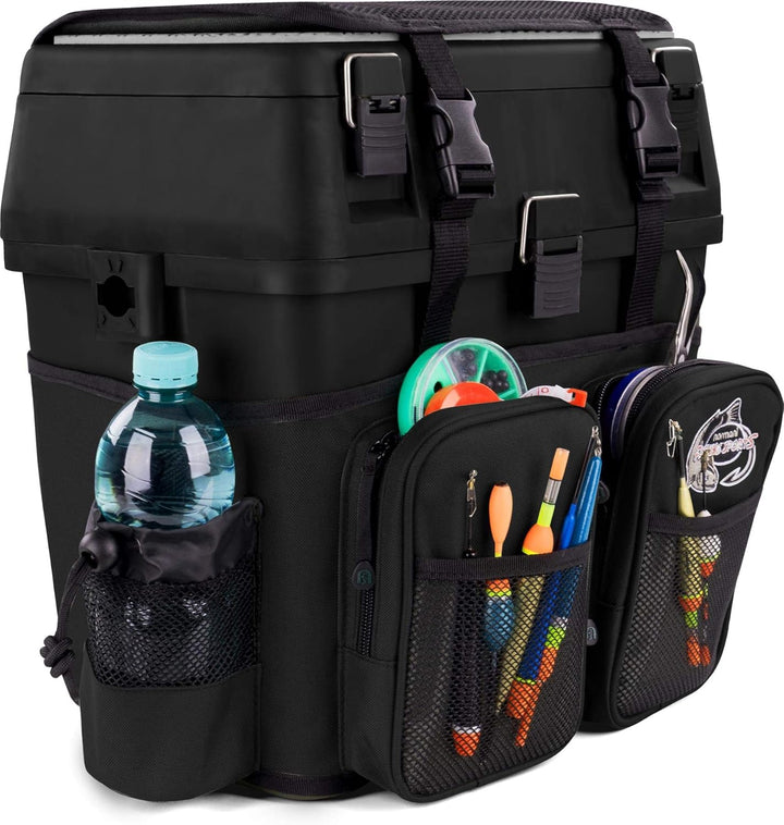 Angelkoffer Angelbox Angeltasche gepolsterte Sitzkiepe Sitzfunktion Gerätekasten mit Rucksackfunktio