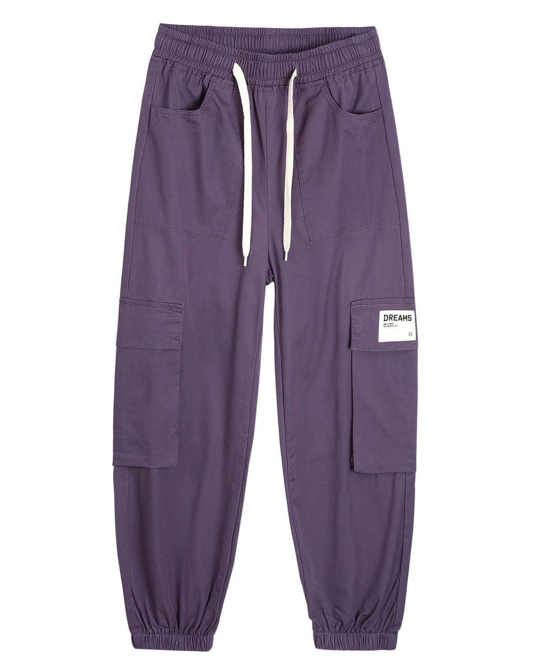 Mädchen Cargo Hose Straight Kinder Cargohose mit Gummizug, Dunkelviolett