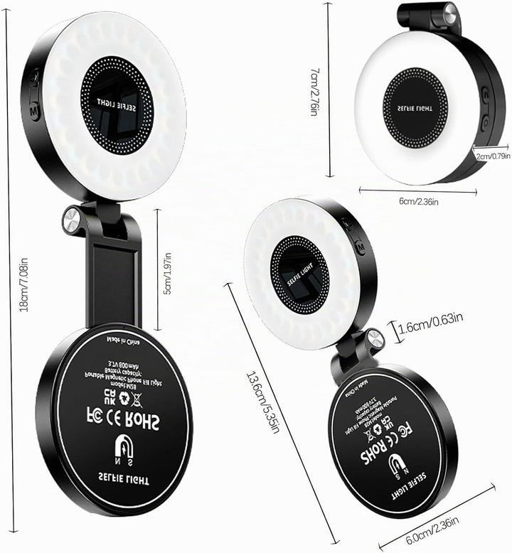 Magnetisches Handy Ringlicht, Selfie Licht mit 3 Farbtemperaturen CRI95 360° 2500k-9000k, Videoleuch