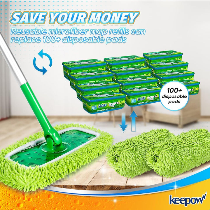 KEEPOW Mikrofaser-Tücher für Swiffer Bodenwischer – ideal für Swiffer Feuchte Bodentücher, Chenille-