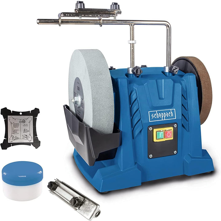 Scheppach Nass-Schleifsystem Tiger 7000s (Nass-Schleifmaschine mit 200W Induktions-Motor, Edelkorund