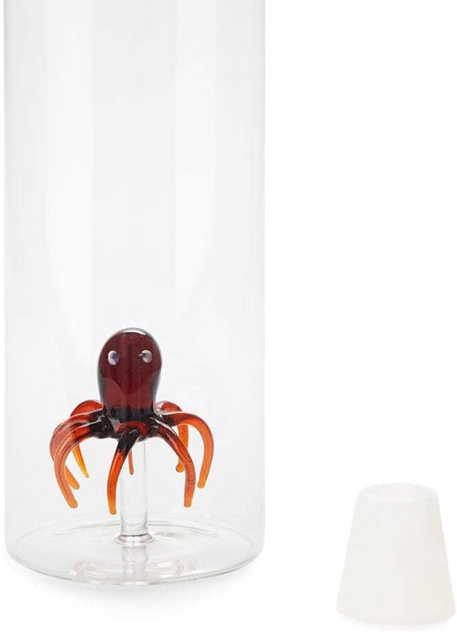 balvi - Atlantis Octopus Wasserflasche aus Glas. Enthält eine Oktopus-Figur. Mit Silikonverschluss.