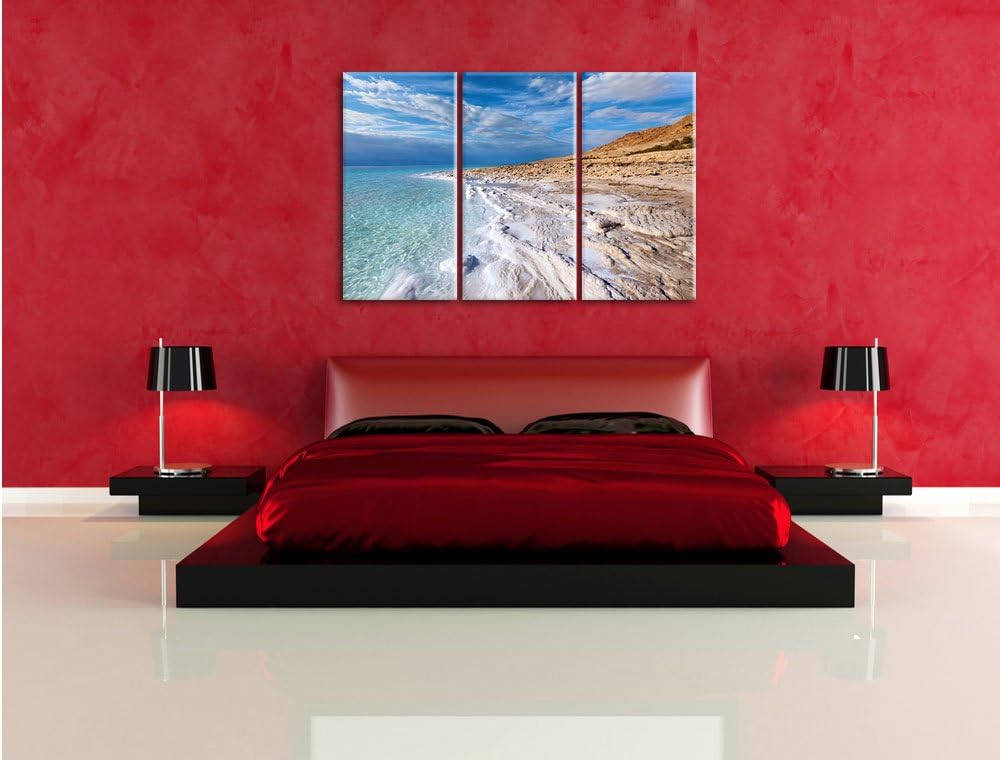 Pixxprint Das Tote Meer bei Tag 3-Teiler Leinwandbild 120x80 Bild auf Leinwand
