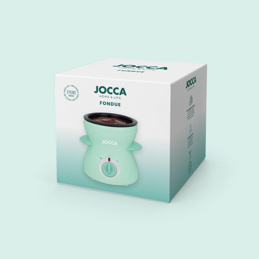 Jocca Fonduemaschine 350ML | Schokoladen- und Käsefondue | 25W | Antihaftbeschichtung | Mit 4 Gabeln