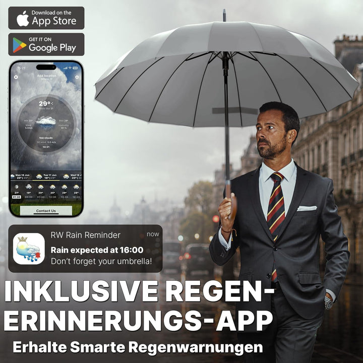 Royal Walk Regenschirm Gross Sturmfest Golf Schirm XXL Stabiler Stockschirm | Grosser Regenschirm fü