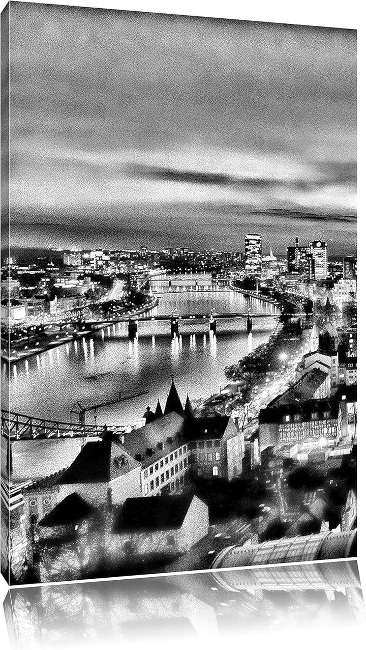 Pixxprint Monocrome, Frankfurt Skyline, Format: 100x70 auf Leinwand, 100x70