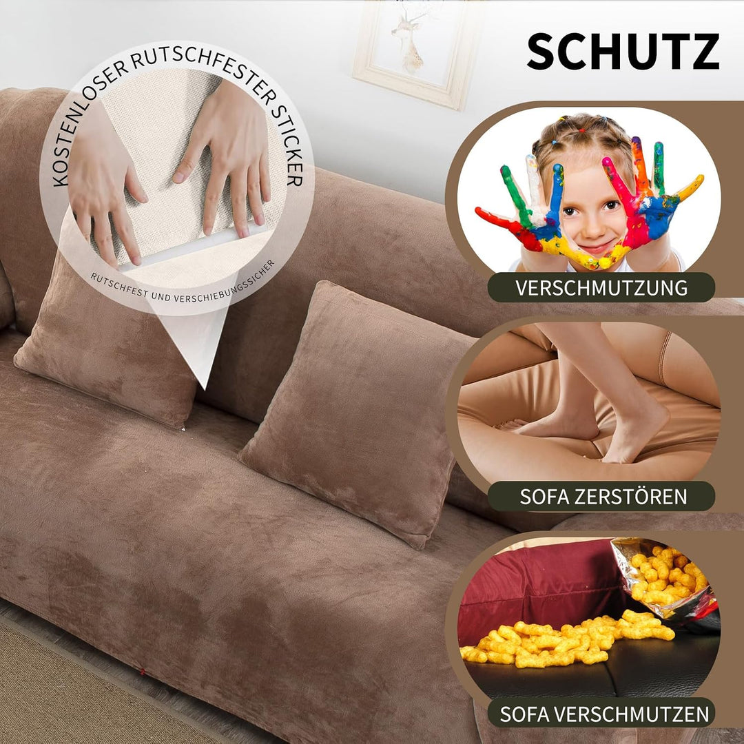 PETCUTE Sofabezüge Elastische 2 Sitzer Sofabezüge Dicke couchbezug Sofa Überwürfe Sofahusse Kamel 2