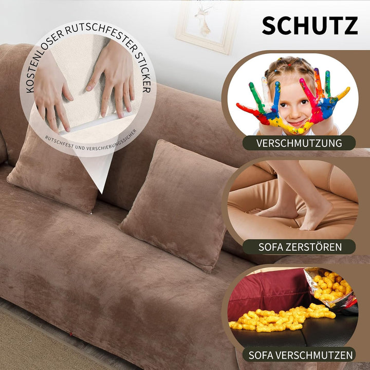 PETCUTE Sofabezüge Elastische 2 Sitzer Sofabezüge Dicke couchbezug Sofa Überwürfe Sofahusse Kamel 2