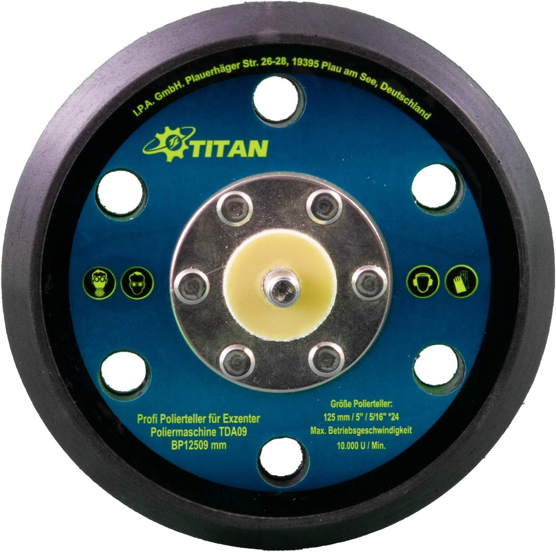 Exzenterpoliermaschine - Titan TDA09 - 9mm Hub - inklu. 125mm Polierteller & passender Transporttasc