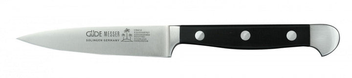 GÜDE Solingen - Spickmesser Carbonstahl geschmiedet, 10 cm, Makassar, ALPHA GUSS, Office Messer, Dop