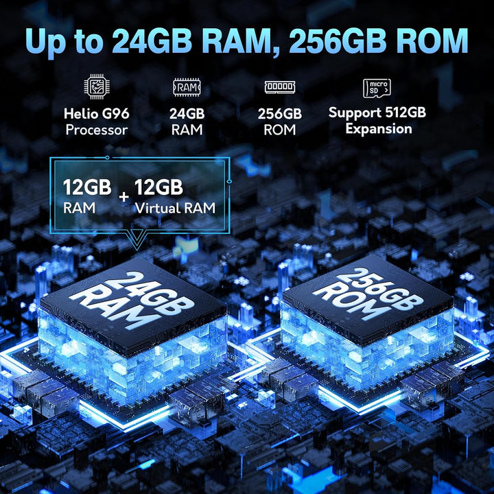 Ulefone Armor 24 Outdoor Handy 22000mAh mit 1000 Lumen Taschenlampe, 24GB + 256GB/2TB SD 64MP+64MP+1