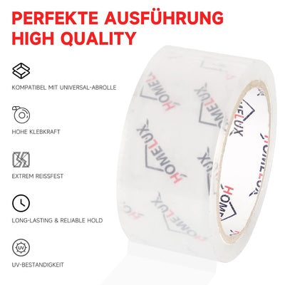 HOMELUX 144 Rollen Paketklebeband Paketband Klebeband Transparent Packband Verpackungsband - 66m Lan