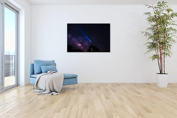 deyoli Lichter bei Nacht Format: 60x40 als Leinwandbild, Motiv fertig gerahmt auf Echtholzrahmen, Ho