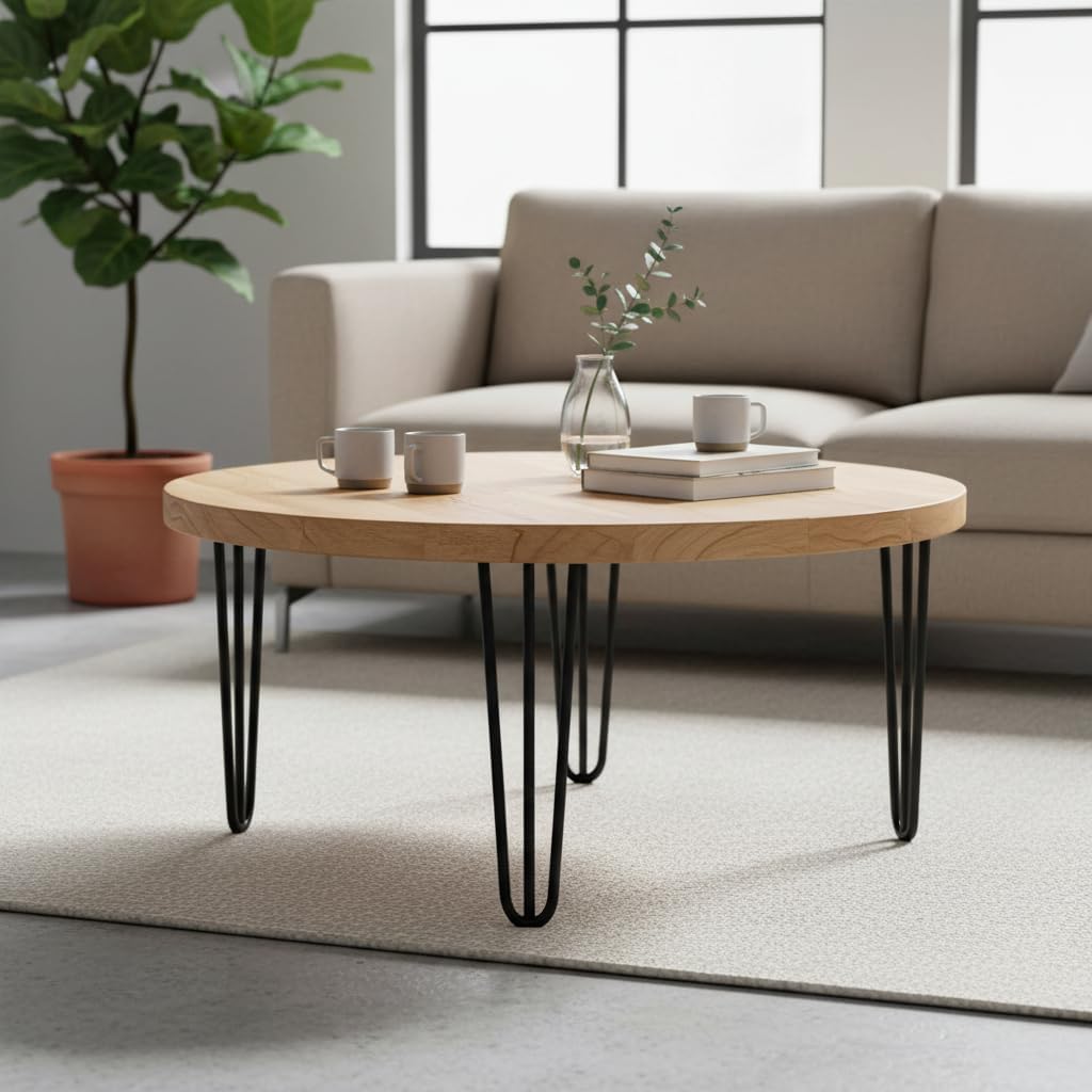 Melko 4 Stück Hairpin Legs Haarnadel Tischbeine aus 12 mm Stahl Tischfuss inkl. Bodenschoner | Höhe