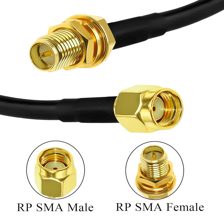 TUOLNK RP SMA-Kabel RG58 32.8ft (10M) RP SMA-Buchse auf Stecker Verlängerungskabel SMA-Kabel 50 Ohm
