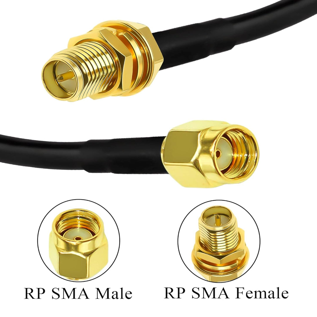 TUOLNK RP SMA Kabel RG58 49.2Ft (15M) RP SMA Buchse auf Stecker Verlängerungskabel 50 Ohm für RF Rad