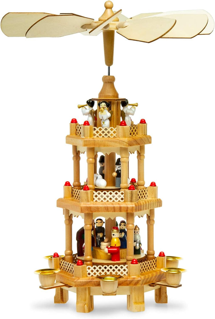 SIKORA P34 Klassische Holz Weihnachtspyramide mit 3