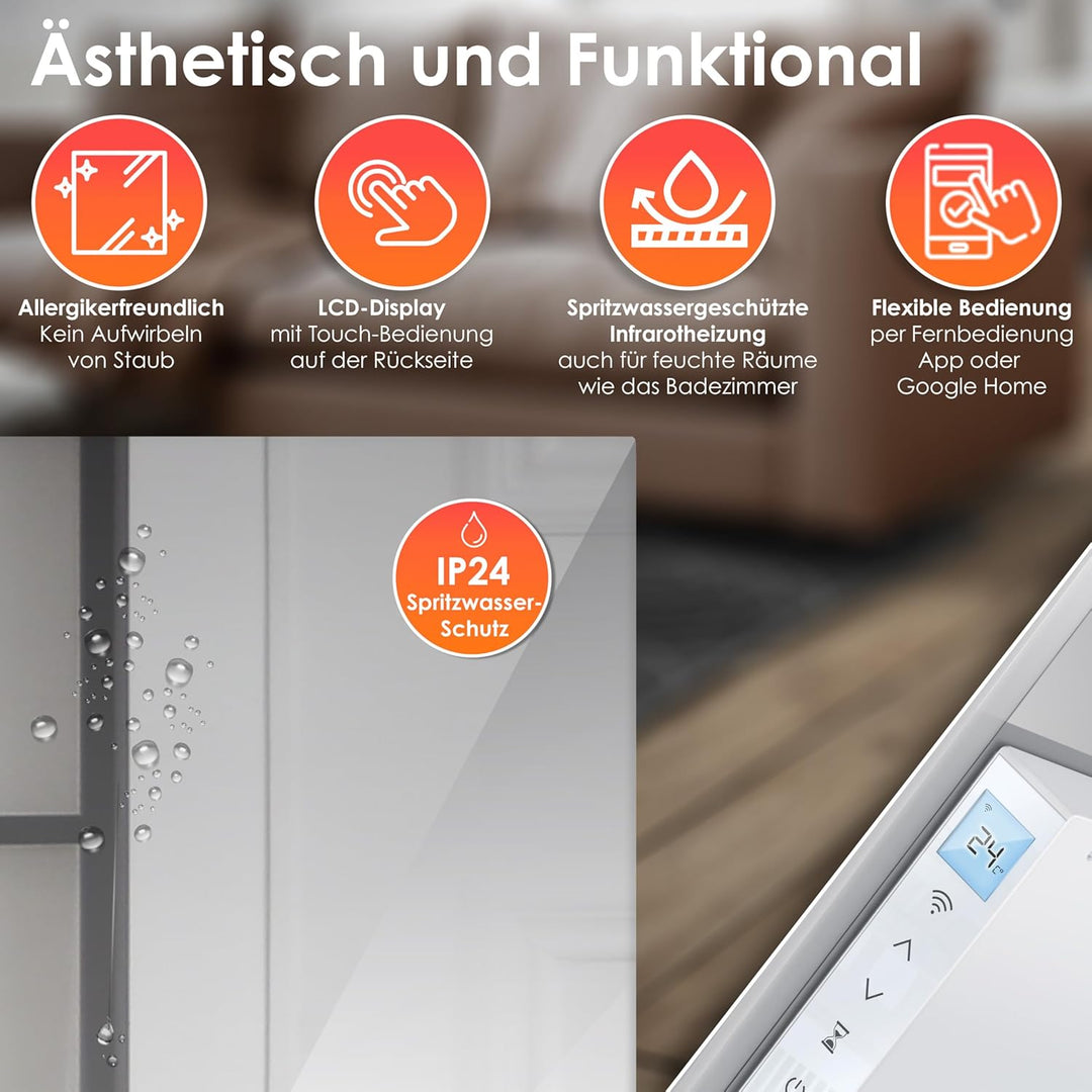 KESSER® Infrarotheizung 600W Spiegelheizung Energiesparend 2in1 Standgerät &amp; Wandmontage Elektroheiz
