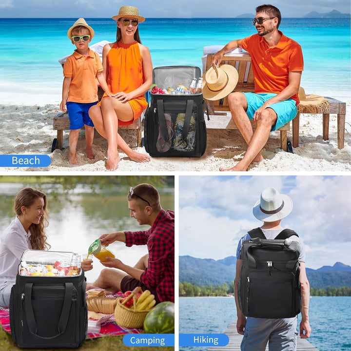Estarer Kühlrucksack 35L Kühltasche Picknickrucksack Wasserdichter Rucksack 34L Schwarz, 34L Schwarz