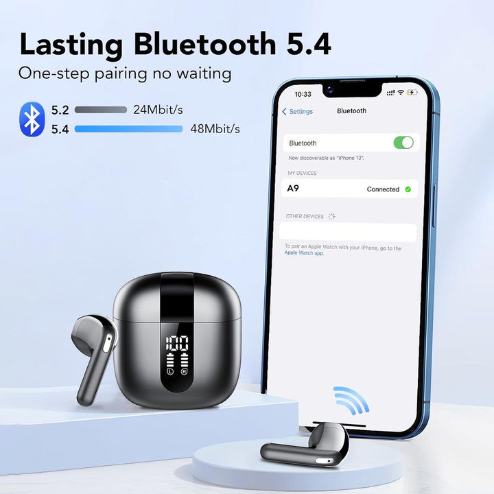 Bluetooth Kopfhörer, In Ear Kopfhörer Kabellos Bluetooth 5.4 Kabellose Kopfhörer mit 4 Mic, 2026 Kab