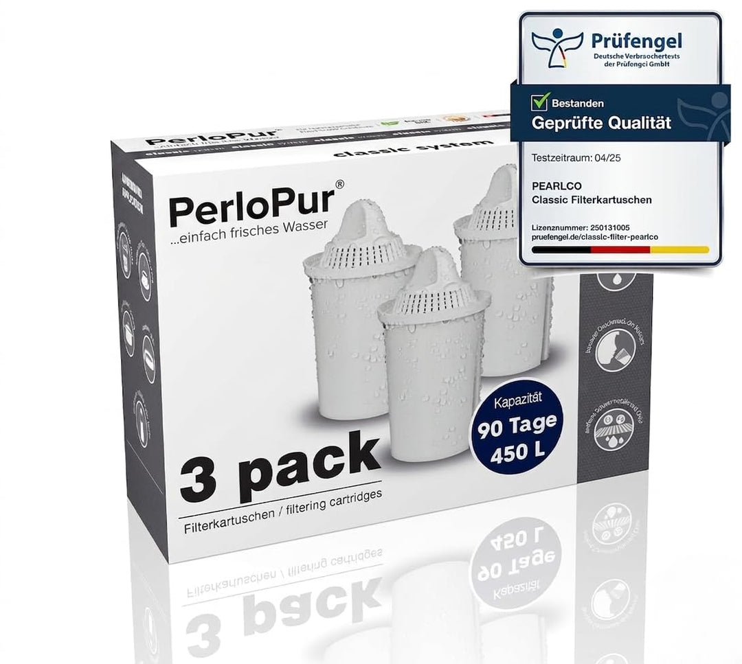 PearlCo - classic Pack 3 Filterkartuschen - passt in Brita Classic Standard Kartusche 3er Pack, Stan