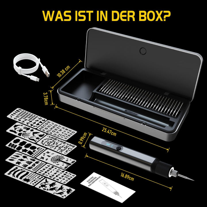 Gravierstift Akku mit Magnetbox, 5V Gravur Stift Kabellos 3 Gänge Mini Schleifer für Holz Glas Metal
