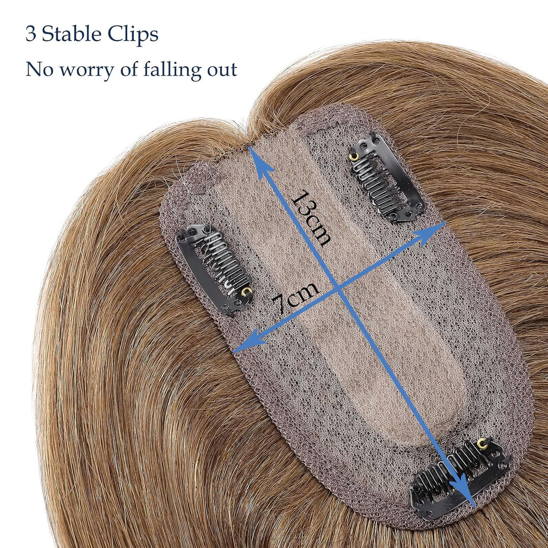 Silk-co Haarteile Echthaar Clip in Extensions Echthaar Toupee Haarverlängerung Toupee Hair Extension