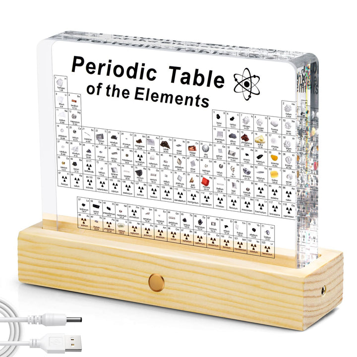 Jeebel Periodensystem der Echten Elementen, Periodensystem aus Acryl der LED Tischlampe mit 83 echte