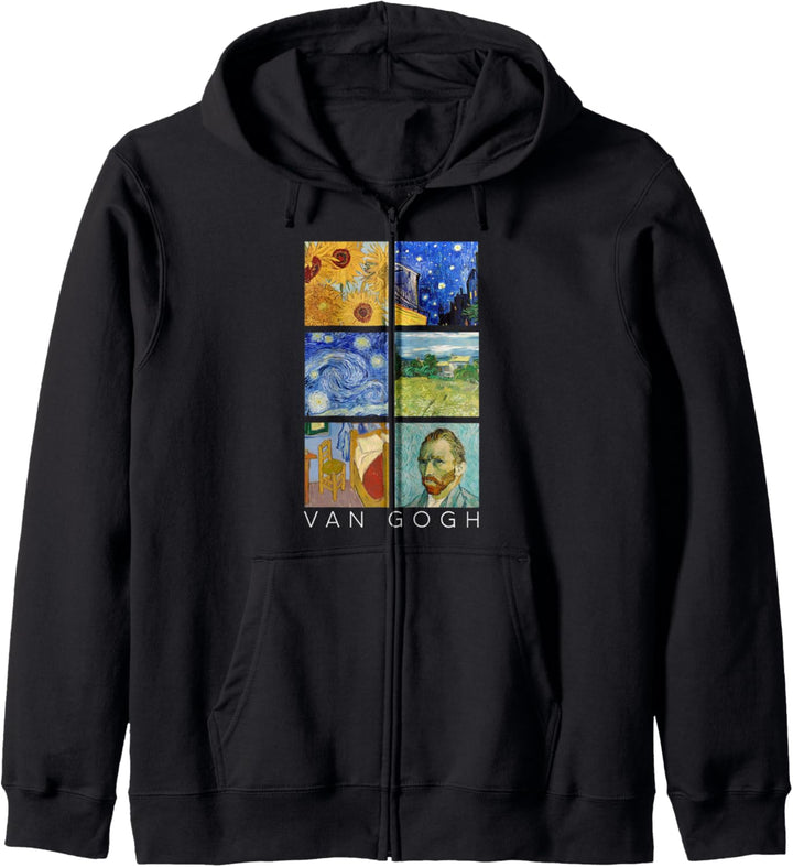 Van Gogh Gemälde, Sonnenblumen, Sternennacht, Selbstporträt Kapuzenjacke