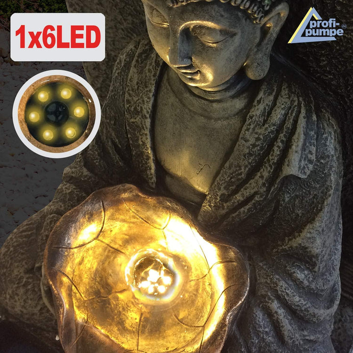 Solar Gartenbrunnen Brunnen Solarbrunnen Zierbrunnen Wasserfall Zen Ruhe-Quelle lichtgrau Gartenleuc