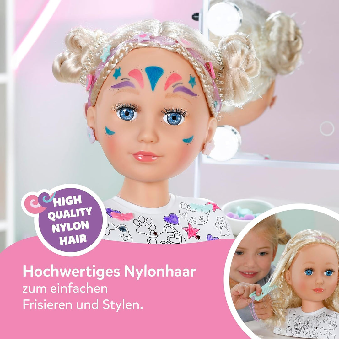 Baby Born Stylingkopf zum Frisieren &amp; Immer Wieder Bemalen Dank abwaschbarer Spezial-Marker und über