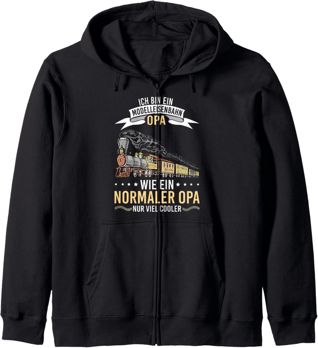 Herren Modelleisenbahn Opa Dampflokomotive Rentner Kapuzenjacke