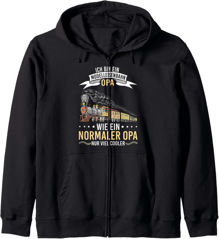 Herren Modelleisenbahn Opa Dampflokomotive Rentner Kapuzenjacke