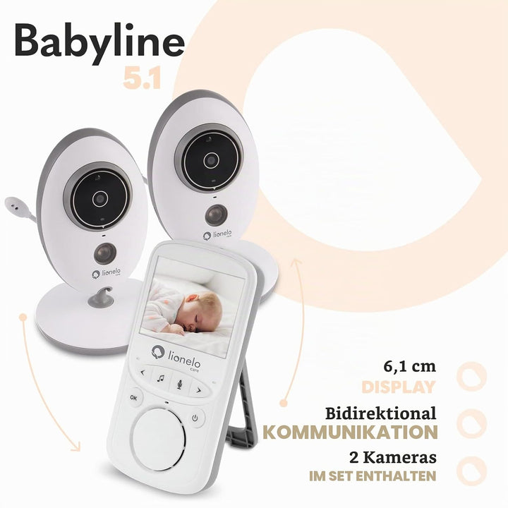 LIONELO Babyline 5.1 Babyphone mit Kamera Zweiwege-Kommunikation, Reichweite von 300 Meter, Zwei Kam