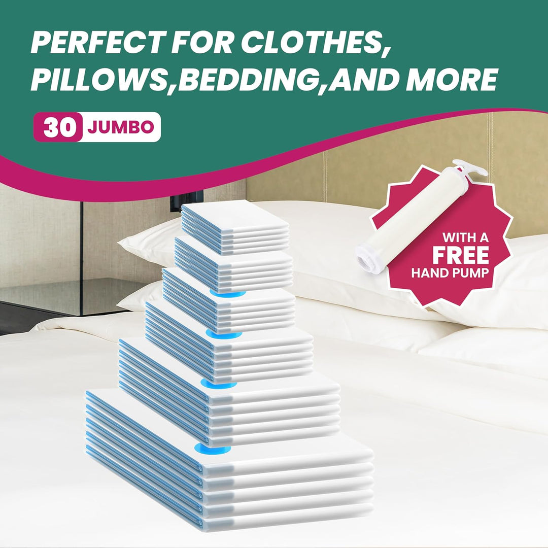 Simple Deluxe 30 Stück Kompressions-Aufbewahrungsbeutel, Vakuum-Aufbewahrungsbeutel, platzsparende B