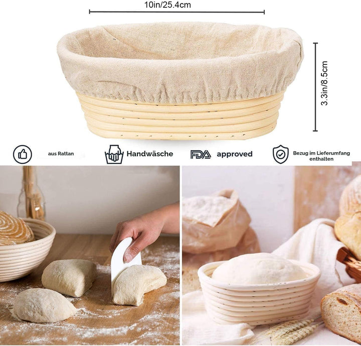 Banneton Brotgärkörbe, ovaler Sauerteig-Gärkörbe mit Leinen-Auskleidung für handwerkliche Brotherste