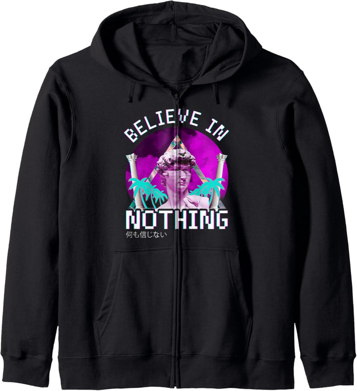 Glaube an nichts David Aesthetic Vaporwave Streetwear Kapuzenjacke