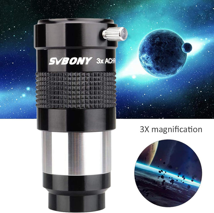 Svbony SV136 Barlowlinse 3X, 1,25 Zoll Achromatisches Barlow FMC Metallteleskop Zubehör für Planeten