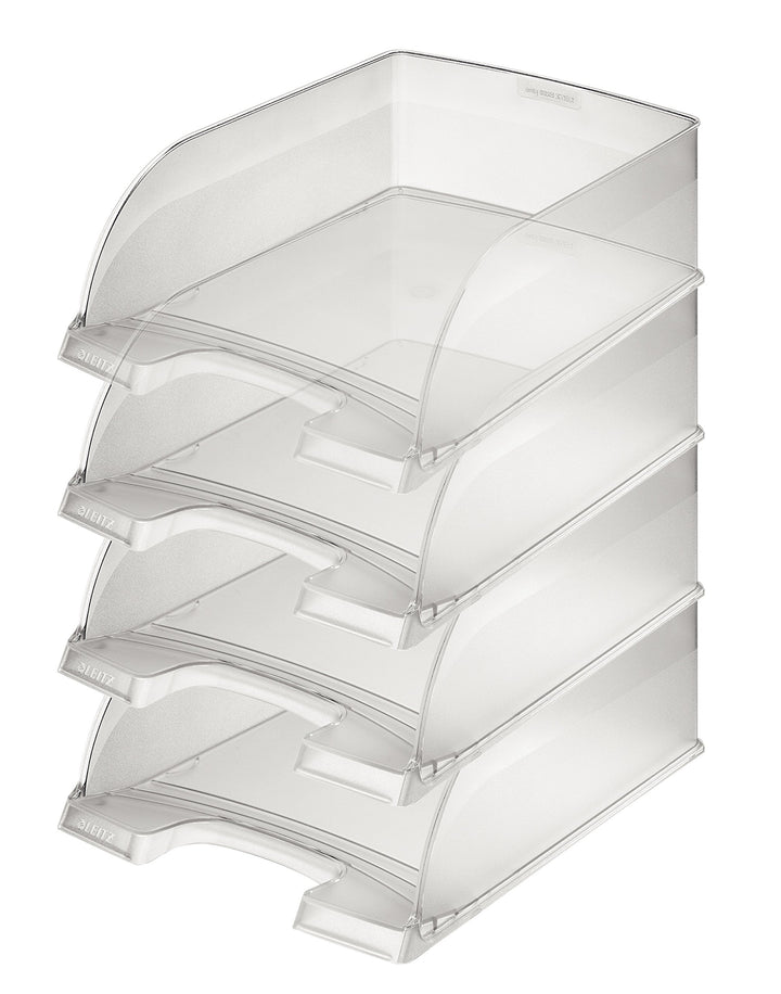 Leitz Briefkorb A4 Jumbo, 4er Pack, Transparent, Mit extragrossem Fassungsvermögen, Plus Serie, 5233