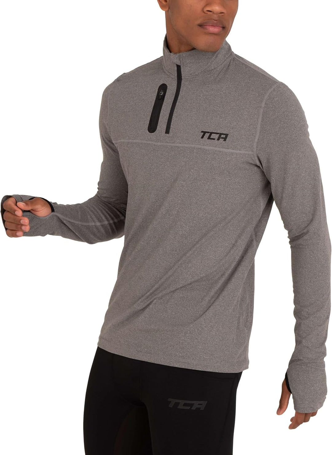 TCA Laufshirt Herren Langarm - Fusion Pro Quickdry Langarmshirt atmungsaktiv - Ski Oberteil Herren -