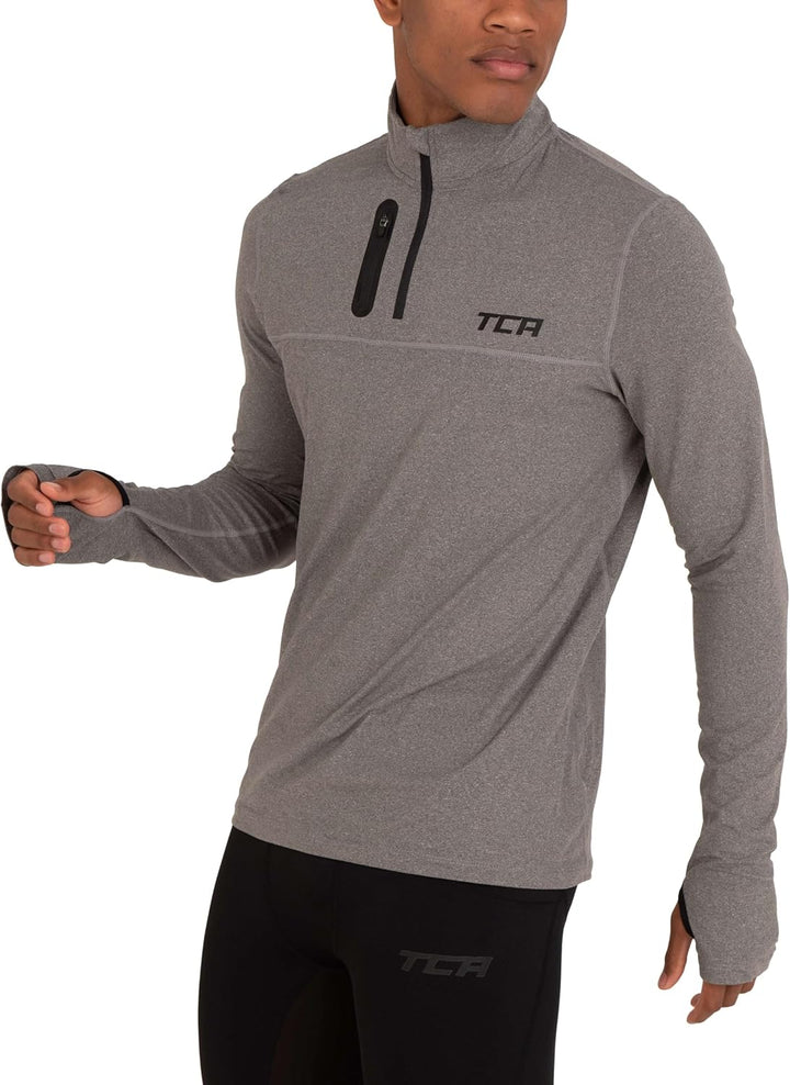 TCA Laufshirt Herren Langarm - Fusion Pro Quickdry Langarmshirt atmungsaktiv - Ski Oberteil Herren -